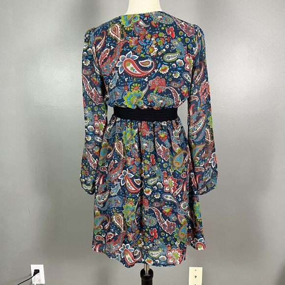 Flying Tomato Babydoll Mini Dress S Boho Paisley Sheer‎ Whimsigoth Peasant Retro - Picture 2 of 9